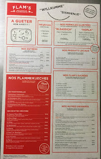 Menu / carte de Flam's - Restaurant de Flammekueche à Grenoble