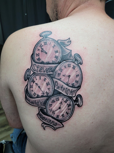 Explore date tattoos ideas, creative tattoo ideas in Dixon, available at Ink on the left