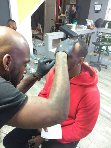 Explore mens patchwork tattoo ideas, creative tattoo ideas in Atlanta, available at Iron Palm Tattoos & Body Piercing Atlanta