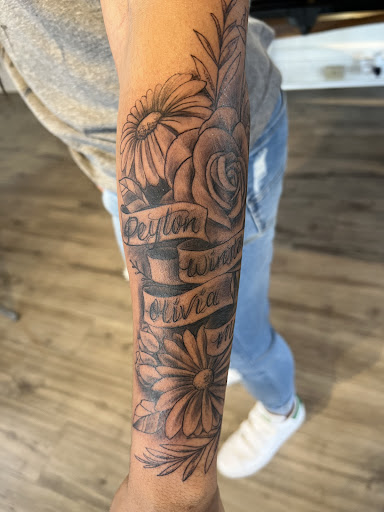 Explore tattoo handwriting ideas, creative tattoo ideas in Dayton, available at Aisle 9 Tattoo