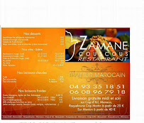 Zamane Couscous à Roquebrune-Cap-Martin menu