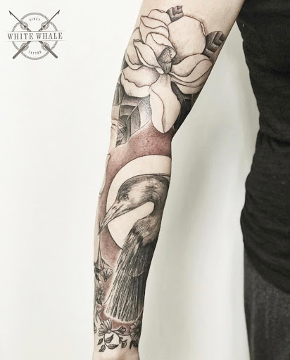 Explore cover up sleeve tattoo ideas, creative tattoo ideas in Cincinnati, available at White Whale