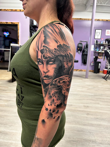 Explore hibiscus tattoo ideas, creative tattoo ideas in Sullivan, available at Double Time Tattoo