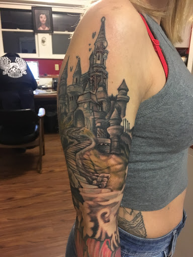 Explore tattoo ideas for men thigh, creative tattoo ideas in Milford, available at Golden Hammer Tattoo Studios