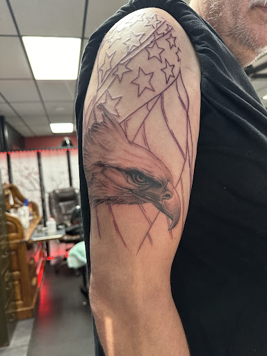 Explore stitch and angel tattoo ideas, creative tattoo ideas in Fayetteville, available at Evolution Ink Tattoo and Piercing Studio