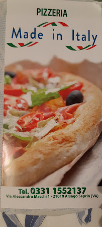 Pizzeria Made in Italy à Arsago Seprio carte