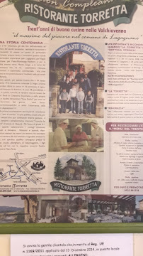 Carte du Ristorante TORRETTA à Lugagnano Val d'Arda