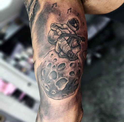 Explore wolf sleeve tattoo ideas, creative tattoo ideas in Fort Myers, available at Loyal 2 The Coil Tattoos & Piercings (Edison Mall Location Entrance F)