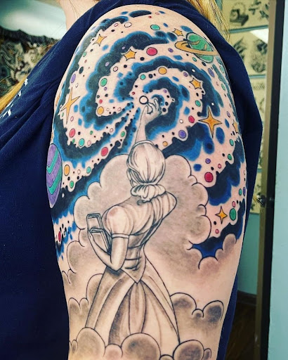 Explore cover up sleeve tattoo ideas, creative tattoo ideas in Calhoun, available at A Sailors Grave Tattoo Parlor