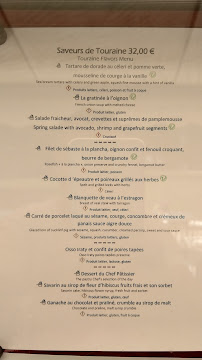 Menu du L'Orangerie, restaurant gastronomique du Château de Chenonceau à Chenonceaux