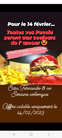 Burger Casa Fernando&co Le Burger à l'italienne à Simiane-Collongue menu