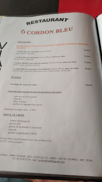 CHEZ RAPHY AU CORDON BLEU DE COLMAR à Colmar menu