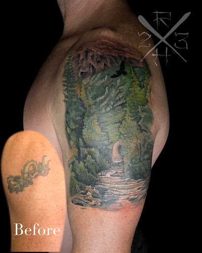 Explore symbol tattoo ideas, creative tattoo ideas in Renton, available at Handsome Devil Ink