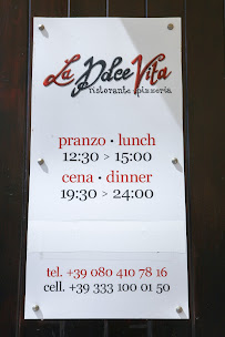 Restaurant La Dolce Vita à Monopoli menu
