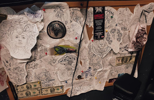 Explore head tattoo ideas for females, creative tattoo ideas in Saint Petersburg, available at Cthulhu Tattoo & Body Piercing