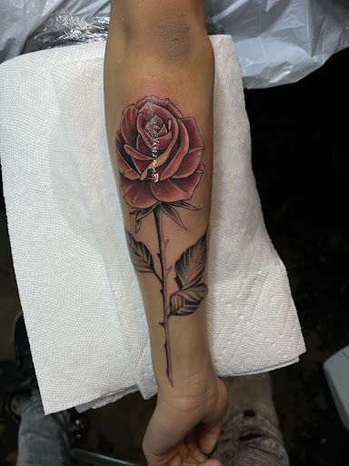 Explore monster hunter tattoo ideas, creative tattoo ideas in Arlington, available at Pistol Petes Tattoo Saloon