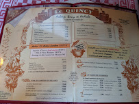 Restaurant français Le Quincy à Paris (le menu)