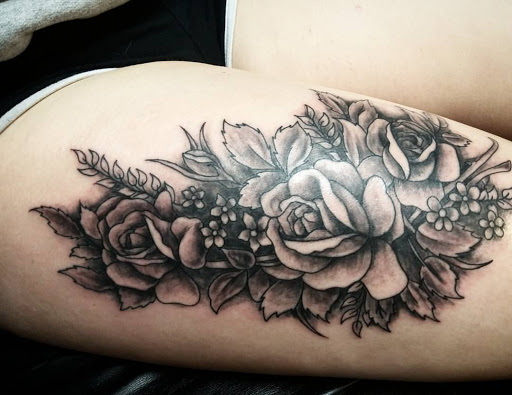 Explore roses tattoo ideas, creative tattoo ideas in Quincy, available at Granite City Tattoo