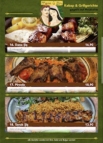 Restaurant turc Mem U Zin à Lübeck (le menu)