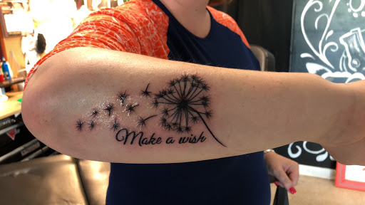 Explore chest and shoulder tattoo ideas, creative tattoo ideas in Sanford, available at Hudson & Company Tattoo Studio