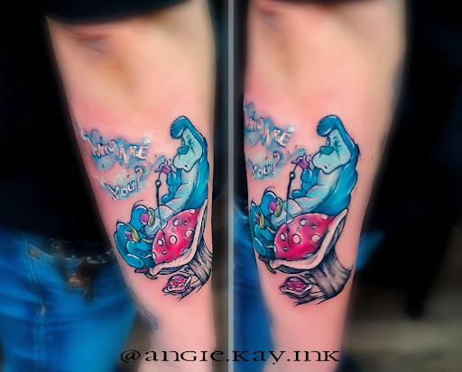 Explore mens shoulder tattoo ideas, creative tattoo ideas in Casper, available at Luna & Lotus Amethyst Ink Angie Kay