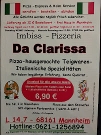 Pizzeria Da Clarissa à Mannheim menu