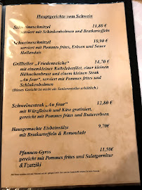 Zur Deutschen Friedenseiche à Salzatal menu