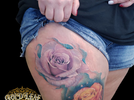 Explore under knee tattoo ideas, creative tattoo ideas in Baraboo, available at Gold Leaf Tattoo Collective and Art Gallery