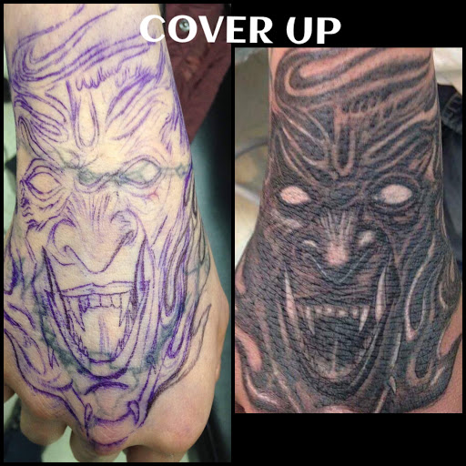 Explore half sleeve skull tattoo ideas, creative tattoo ideas in San Angelo, available at A1 Tattoos and Piercings