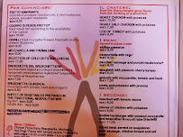 Menu du Vulkania à Milan