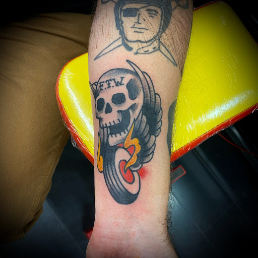 Explore candy skull tattoo ideas, creative tattoo ideas in Denton, available at Black Anchor Tattoo