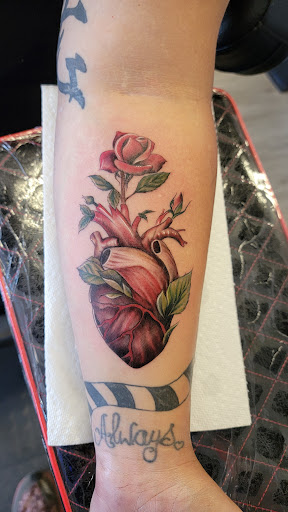 Explore mens sleeve tattoo idea, creative tattoo ideas in Kalispell, available at Swindler Ink