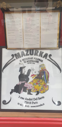 Restaurant polonais Mazurka à Paris - menu / carte