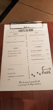 Restaurant thaï Les Petits Siamois à Lyon (le menu)