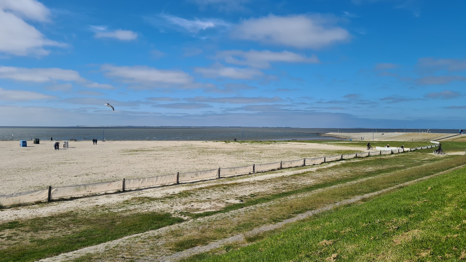 Foto van Badestrand Beach met beige zand oppervlakte
