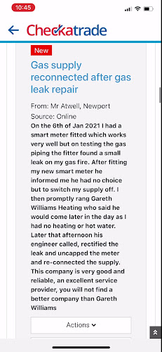 Reviews of Gareth Williams Heating Limited in Newport - HVAC contractor
