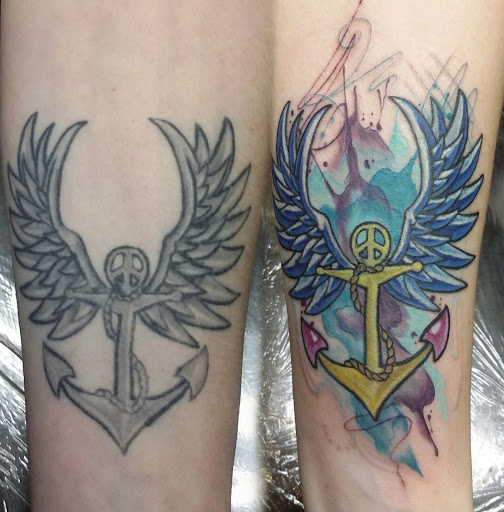 Explore small mermaid tattoo ideas, creative tattoo ideas in Fritch, available at Stars & Stripes Electric Tattoos