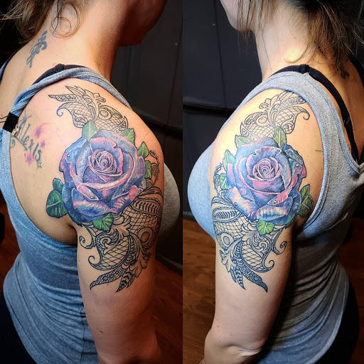 Explore morticia and gomez tattoo ideas, creative tattoo ideas in Debary, available at Divine Line Tattoos