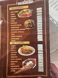 Menu / carte de Paristanbul à Chauny