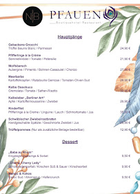 Menu / carte de Boutiquehotel Pfauen à Schorndorf