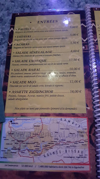 Restaurant de spécialités d'Afrique de l'Ouest Ziguinchor à Marseille (le menu)