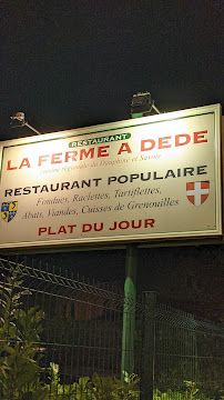 Restaurant français La Ferme à Dédé - Sassenage à Sassenage (le menu)