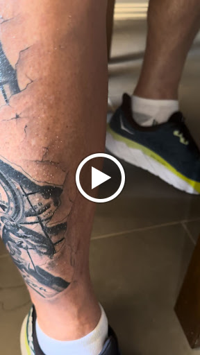 Explore thigh flower tattoo ideas, creative tattoo ideas in Arlington, available at Pistol Petes Tattoo Saloon