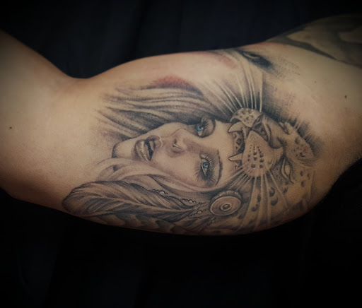 Explore dog sleeve tattoo ideas, creative tattoo ideas in Hood River, available at Hood River Tattoo