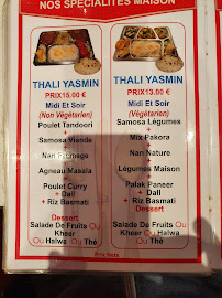 Yasmin à Paris menu
