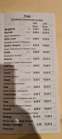 Carte du Antica Sicilia Ristorante Pizzeria Heim Service à Bexbach