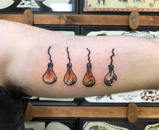 Explore mens arm tattoo ideas small, creative tattoo ideas in Campbellsville, available at Green River Tattoo Company