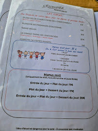 L'Escondida à Rennes-le-Château menu