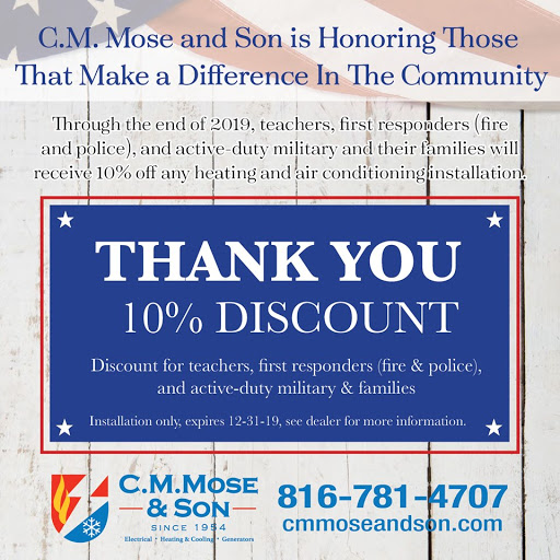 Air Conditioning Contractor «C.M. Mose & Son, Inc», reviews and photos, 6603 Royal St, Pleasant Valley, MO 64068, USA