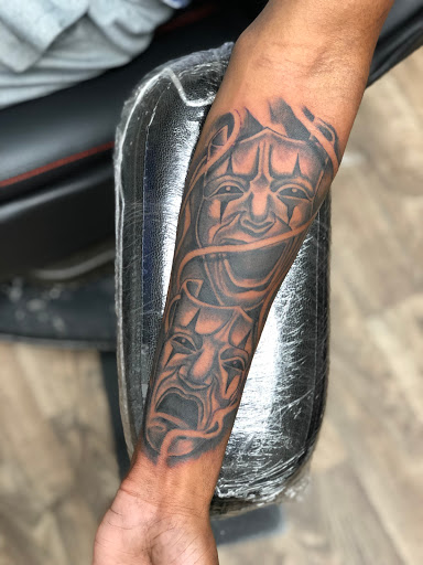 Explore grim reaper sleeve tattoo ideas, creative tattoo ideas in Chattanooga, available at Chattanooga Tattoo Company